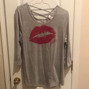 No Boundaries XOXO LATTICE BACK TOP 3XL